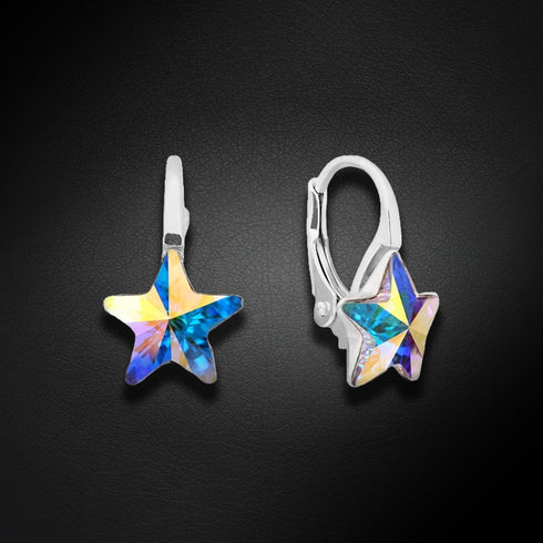 Sudraba auskari "Zvaigžņu krišana (Aurora Borealis)" ar Swarovski™ kristāliem